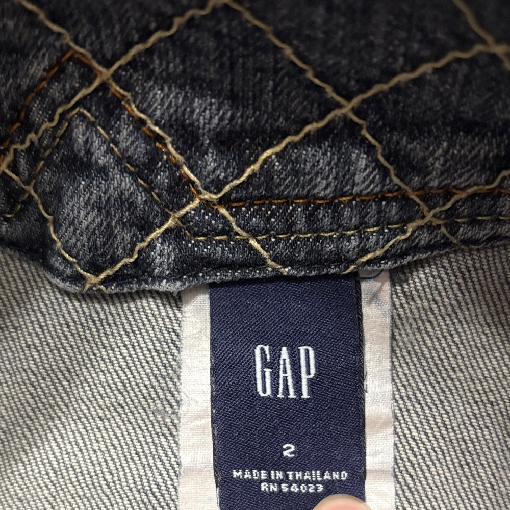 GAP Y2K Denim Mini Low Rise Full Snap Button Front Casual Jean Skirt - Picture 3 of 11